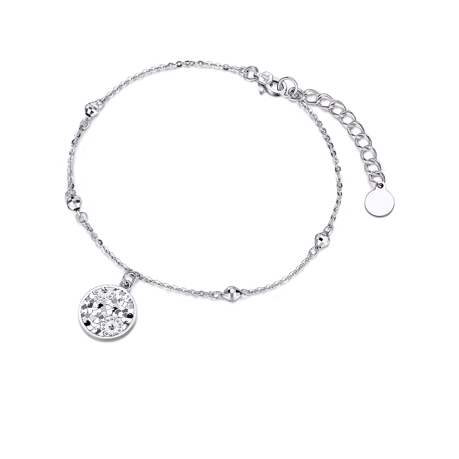 六福珠宝樱花铂金手链铂950女款碎碎冰白金圆牌计价L04P0022DS