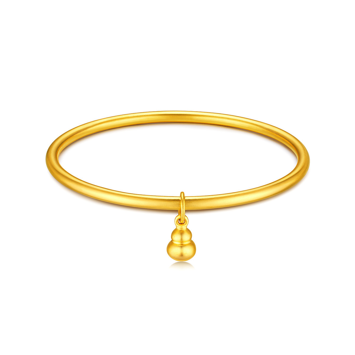 六福珠宝古法葫芦黄金手镯女款小胖福素圈足金镯子计价A01G0027DS【1V1直播看货】