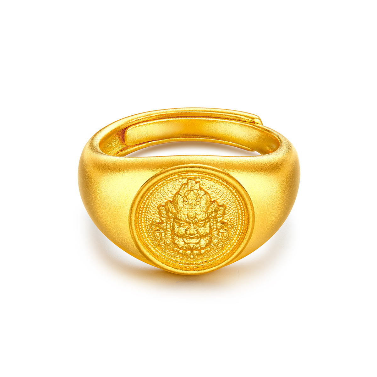 六福珠宝福满传家黄财神黄金戒指男古法实心戒指计价F21TBGR0002【视频看货】