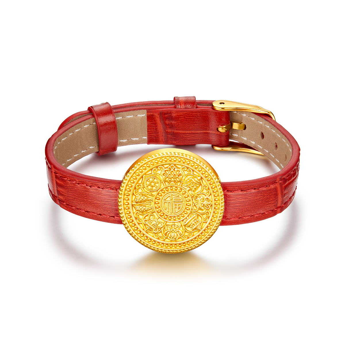 六福珠宝福满传家八宝罗盘黄金手饰女金表盘手链计价F95TBGB0009【联系客服补货】【视频看货】