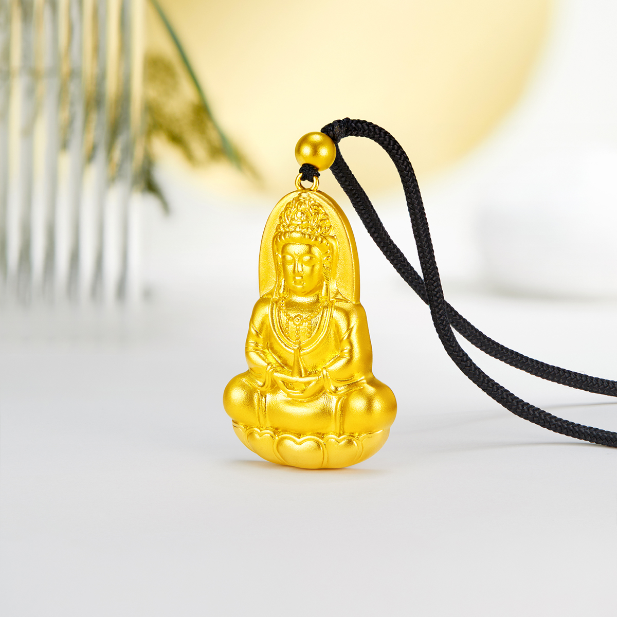 六福珠宝福满传家宝瓶观音黄金吊坠男女款金挂坠计价F41TBGP0009【联系客服补货】【视频看货】