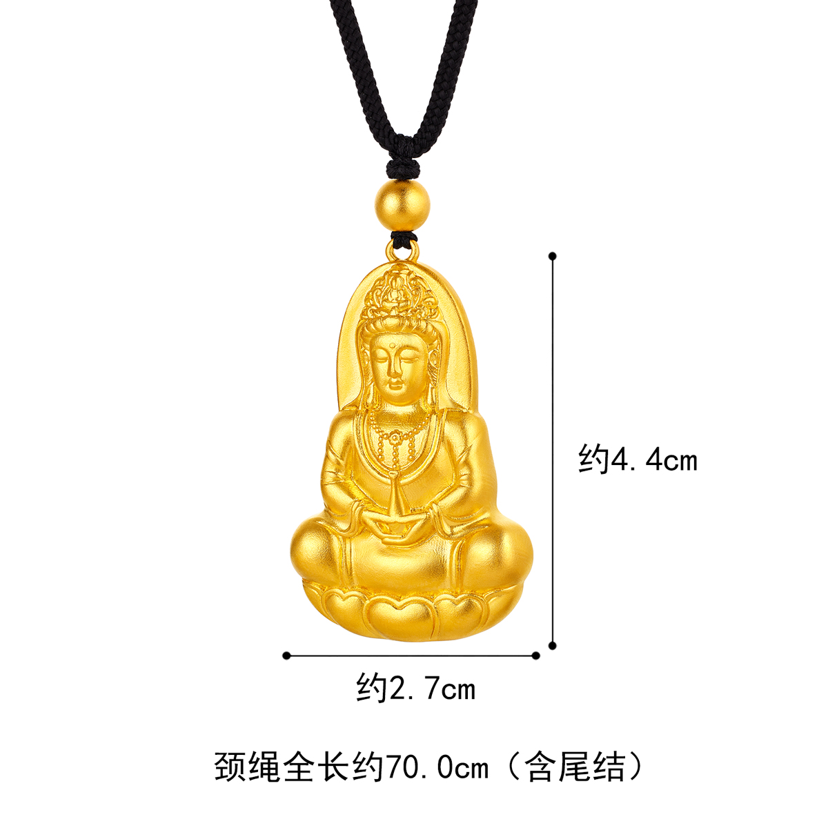 六福珠宝福满传家宝瓶观音黄金吊坠男女款金挂坠计价F41TBGP0009【联系客服补货】【视频看货】