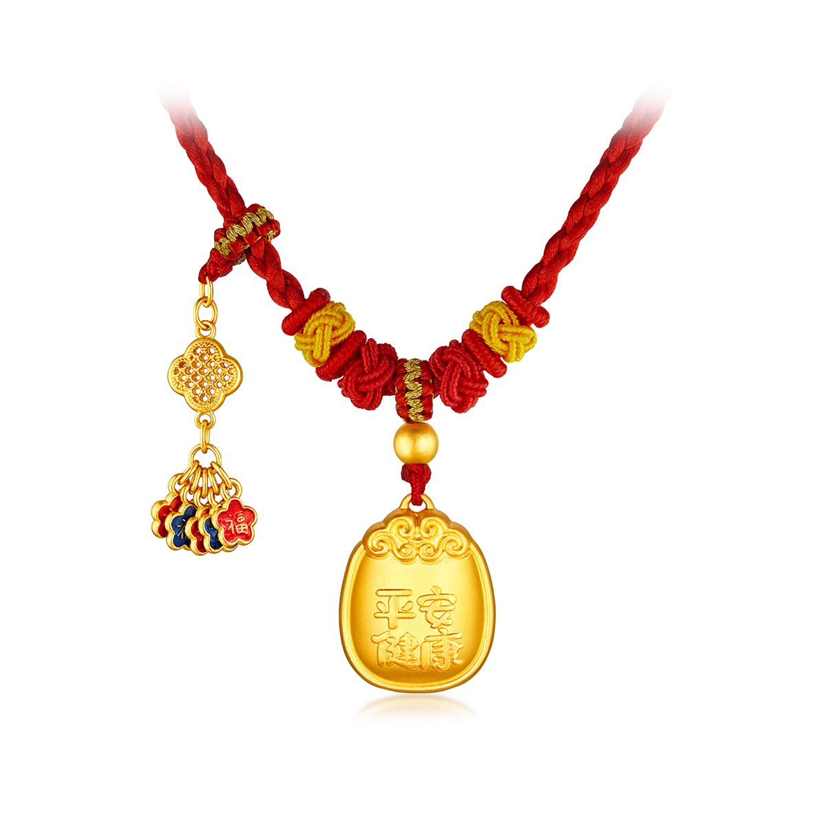 六福珠宝福满传家五福临门平安黄金项链吊坠宝宝计价L17TBGN0013【联系客服补货】【视频看货】