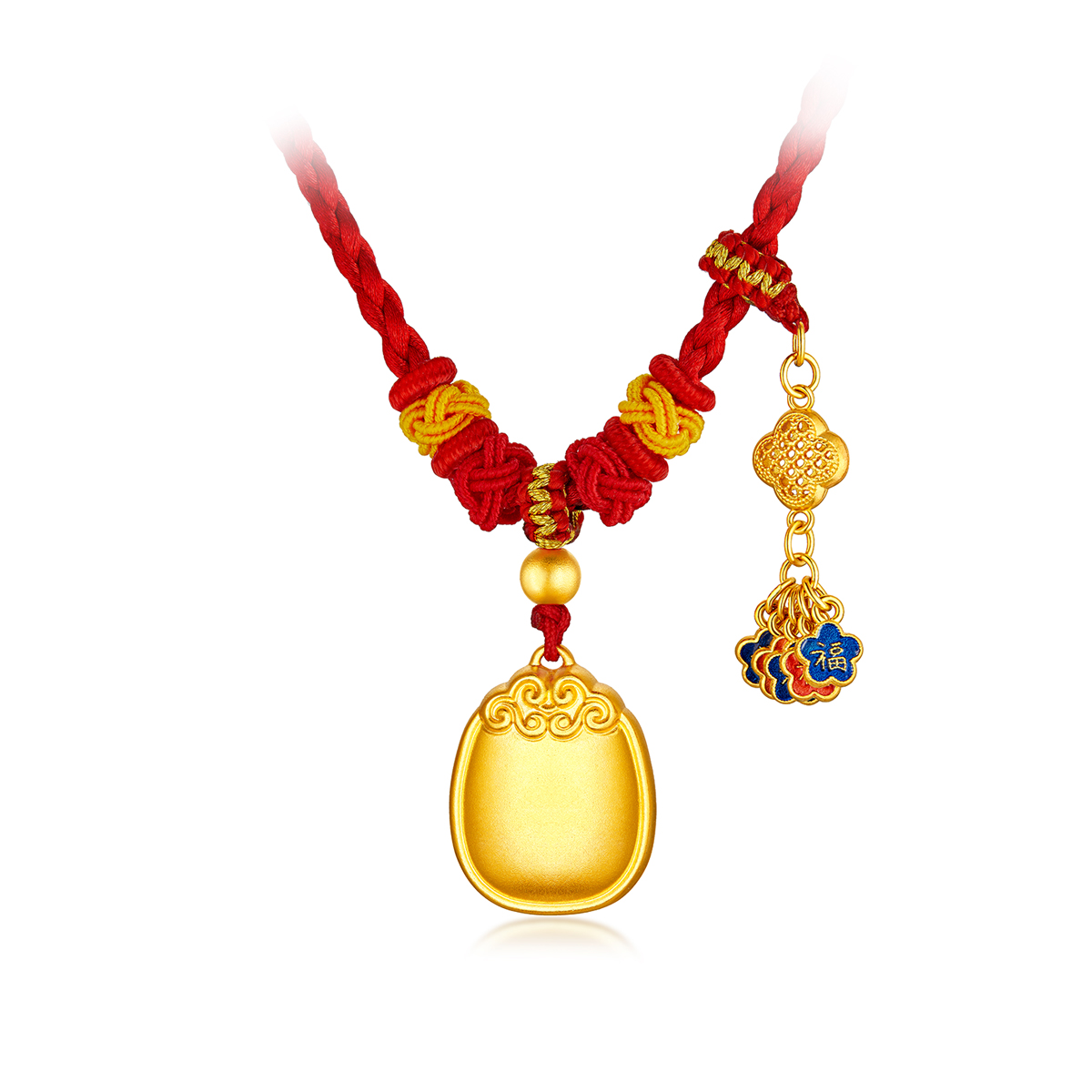 六福珠宝福满传家五福临门平安黄金项链吊坠宝宝计价L17TBGN0013【联系客服补货】【视频看货】