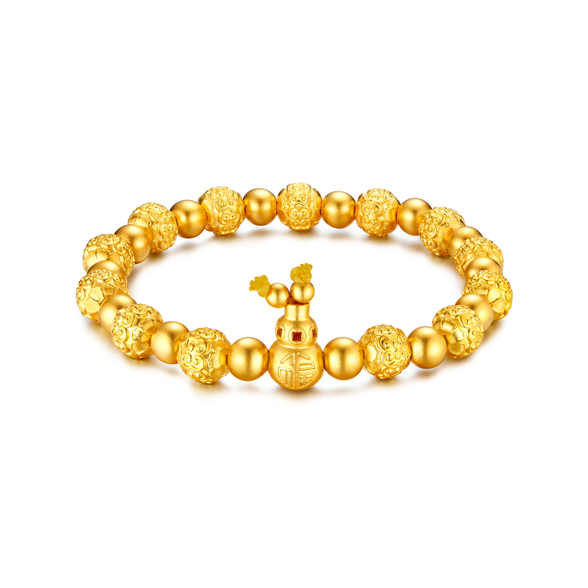 六福珠宝福满传家葫芦黄金手链古法足金珠子手串计价F48TBGB0013【联系客服补货】【视频看货】