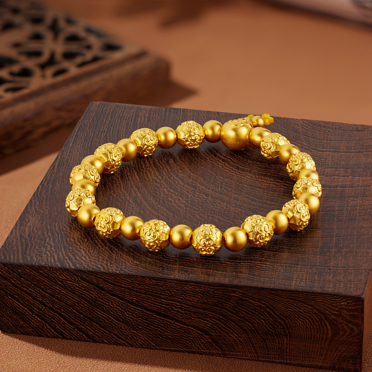 六福珠宝福满传家葫芦黄金手链古法足金珠子手串计价F48TBGB0013【联系客服补货】【视频看货】