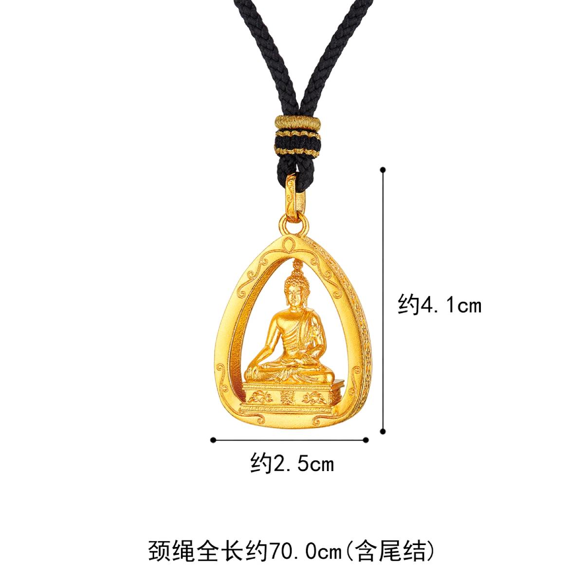 六福珠宝福满传家成功佛造型黄金吊坠男女款首饰计价F63TBGP0026【联系客服补货】