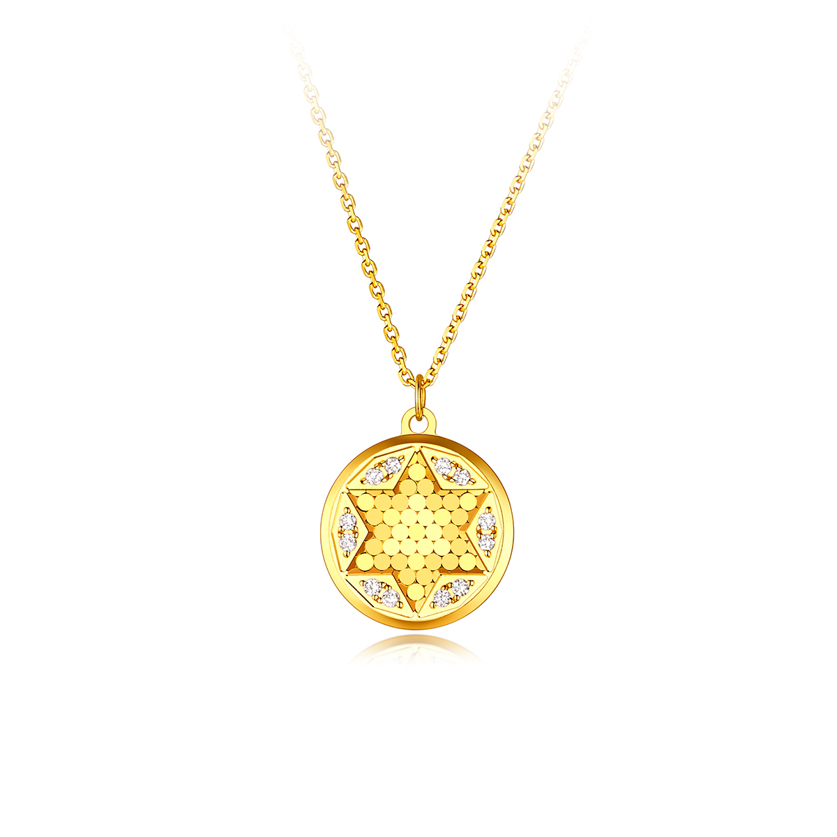 六福珠宝Goldstyle•X星之守护黄金项链镶钻石女足金定价001099NA【联系客服补货】