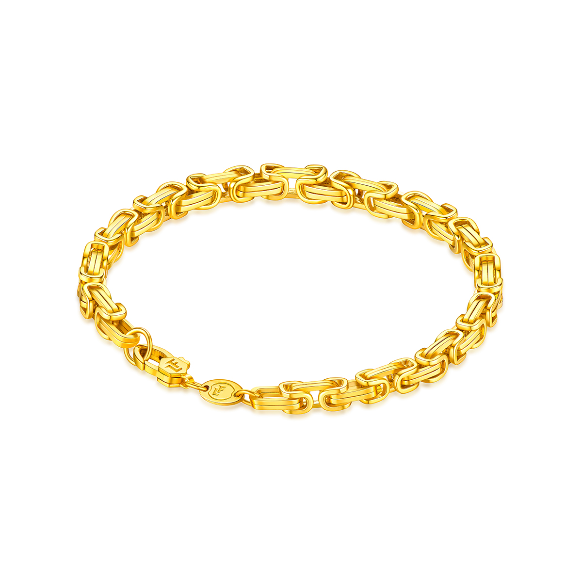 六福珠宝龙骨黄金手链环环相扣足金手链男女可戴计价L04TBGB0008【联系客服补货】【视频看货】