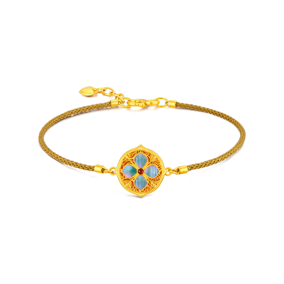 六福珠宝福满传家四季花牌黄金手链手工螺钿贝壳计价L17TBGB0005