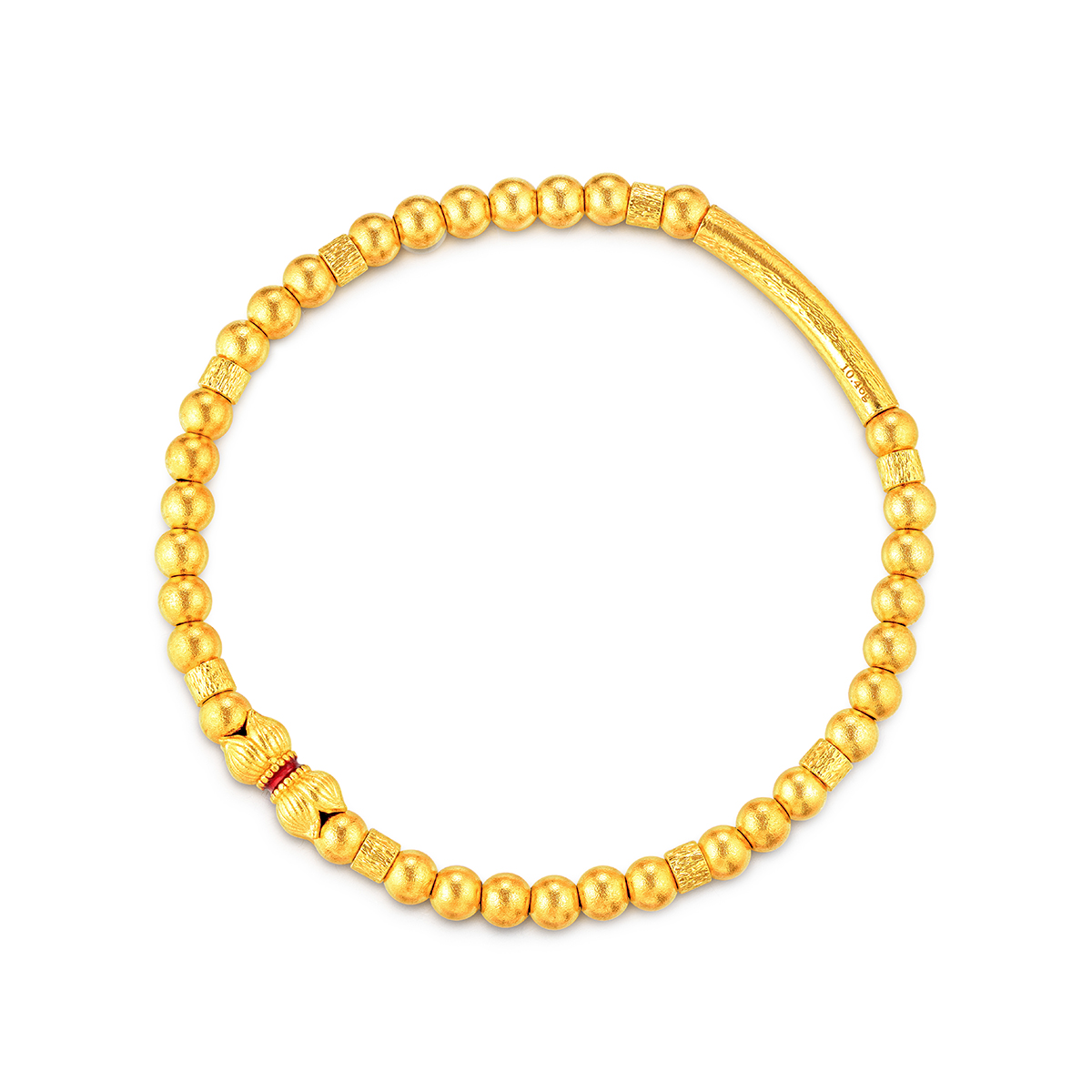 六福珠宝福满传家并蒂莲花黄金手链鎏彩工艺手串计价A01TBGB0013【联系客服补货】【视频看货】