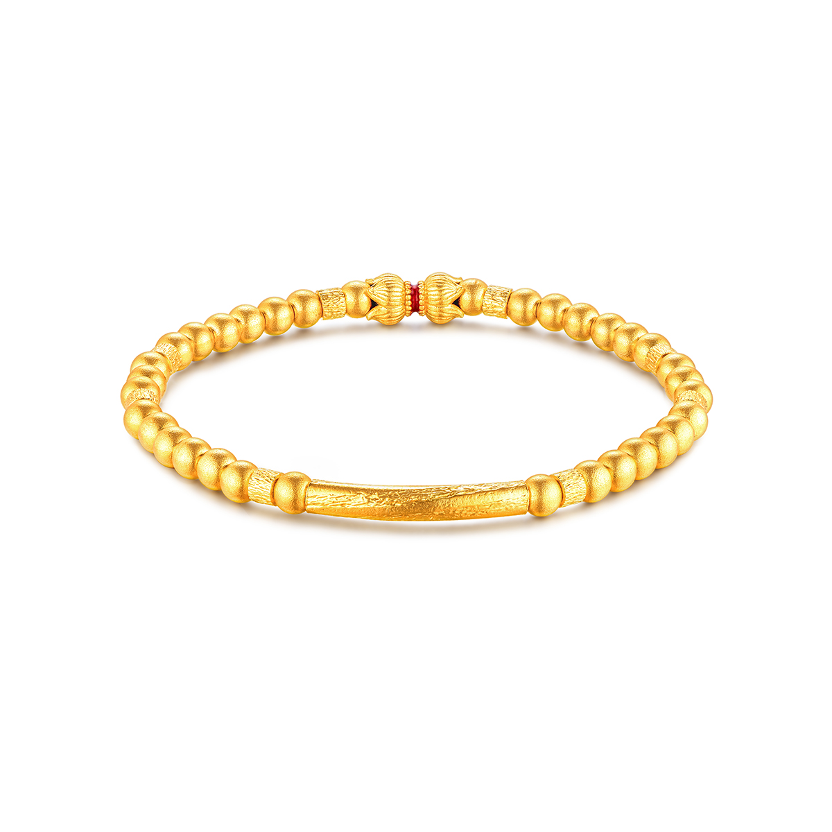 六福珠宝福满传家并蒂莲花黄金手链鎏彩工艺手串计价A01TBGB0013【联系客服补货】【视频看货】