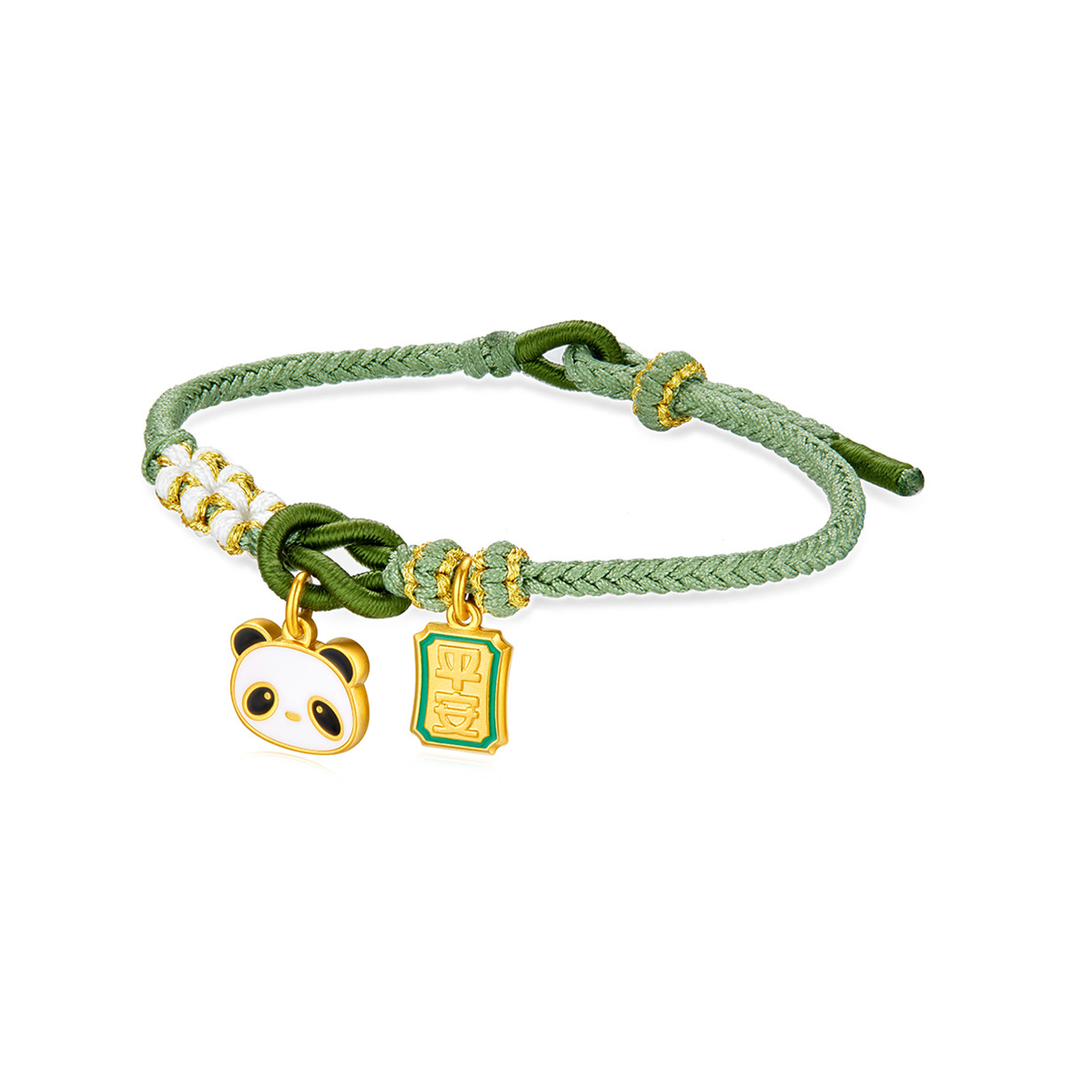 六福珠宝福满传家平安熊猫黄金转运珠亲子款足金手绳计价011341SA