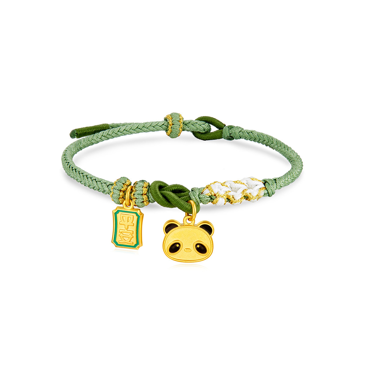 六福珠宝福满传家平安熊猫黄金转运珠亲子款足金手绳计价011341SA