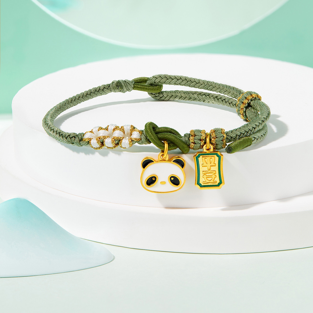 六福珠宝福满传家平安熊猫黄金转运珠亲子款足金手绳计价011341SA