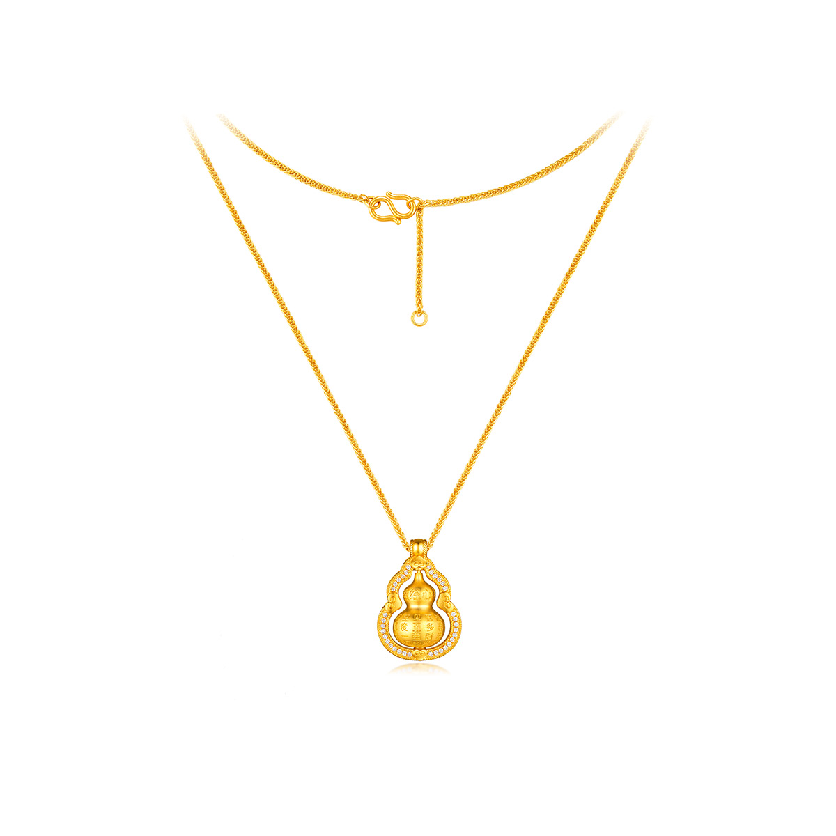 六福珠宝福满传家葫芦吊坠足金套链古法黄金项链定价L35A1TBN0008【联系客服补货】【视频看货】