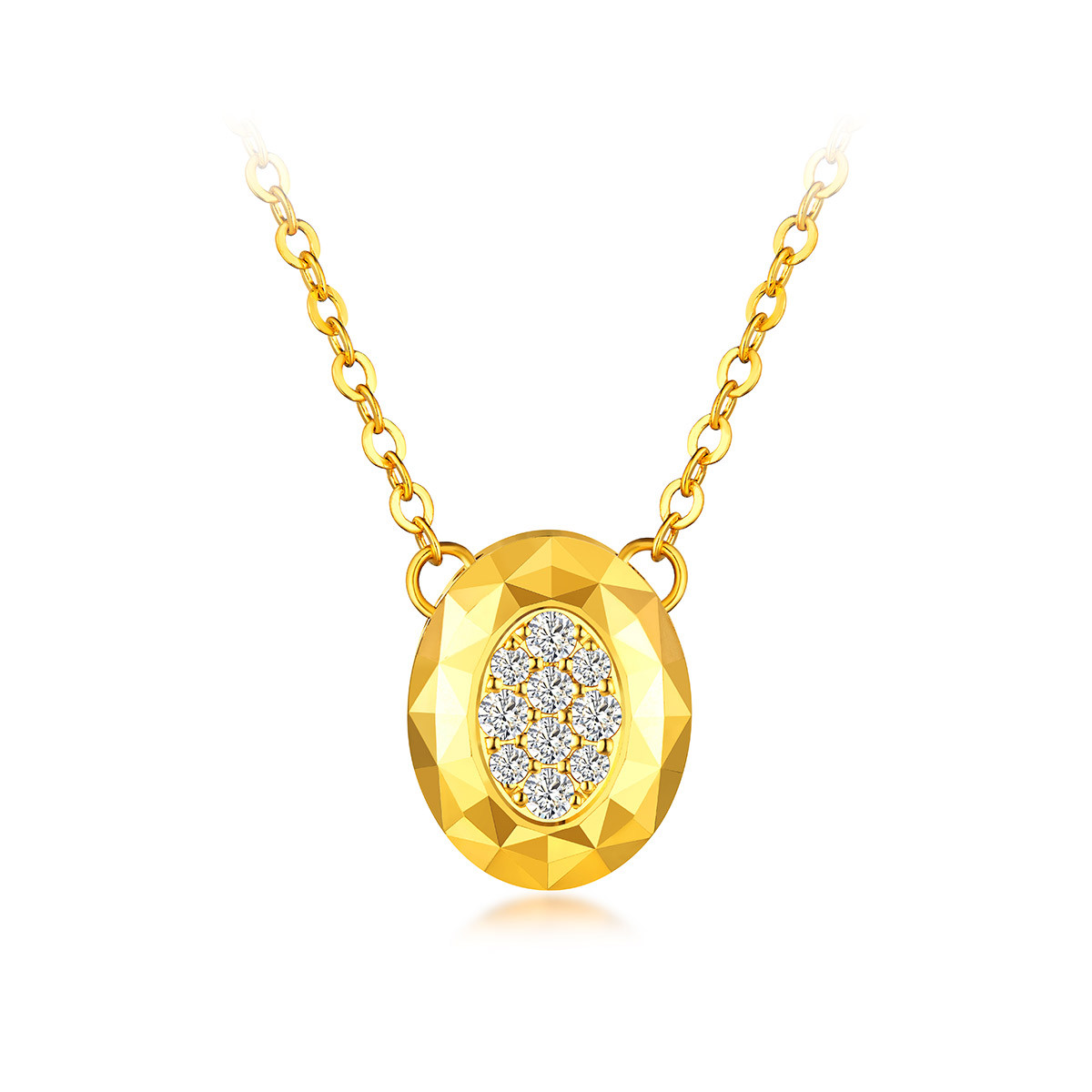 六福珠宝Goldstyle·X黄金项链镶钻石女足金套链定价GDA1TBN0008【联系客服补货】