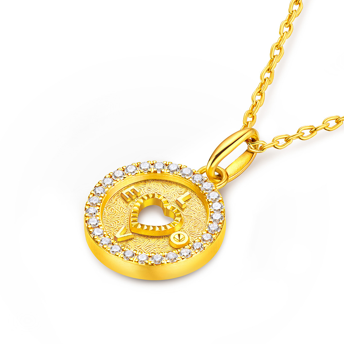 六福珠宝Goldstyle·X黄金挂坠镶钻石女足金吊坠定价GDA1TBP0011