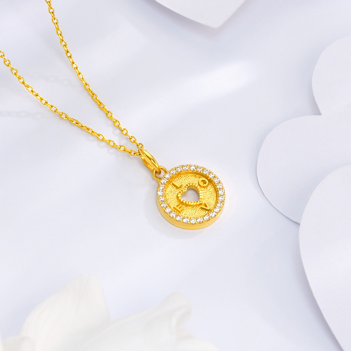 六福珠宝Goldstyle·X黄金挂坠镶钻石女足金吊坠定价GDA1TBP0011