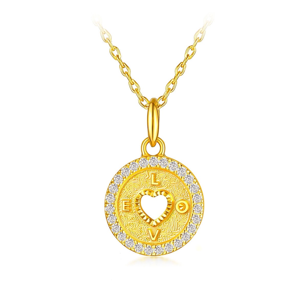 六福珠宝Goldstyle·X黄金挂坠镶钻石女足金吊坠定价GDA1TBP0011