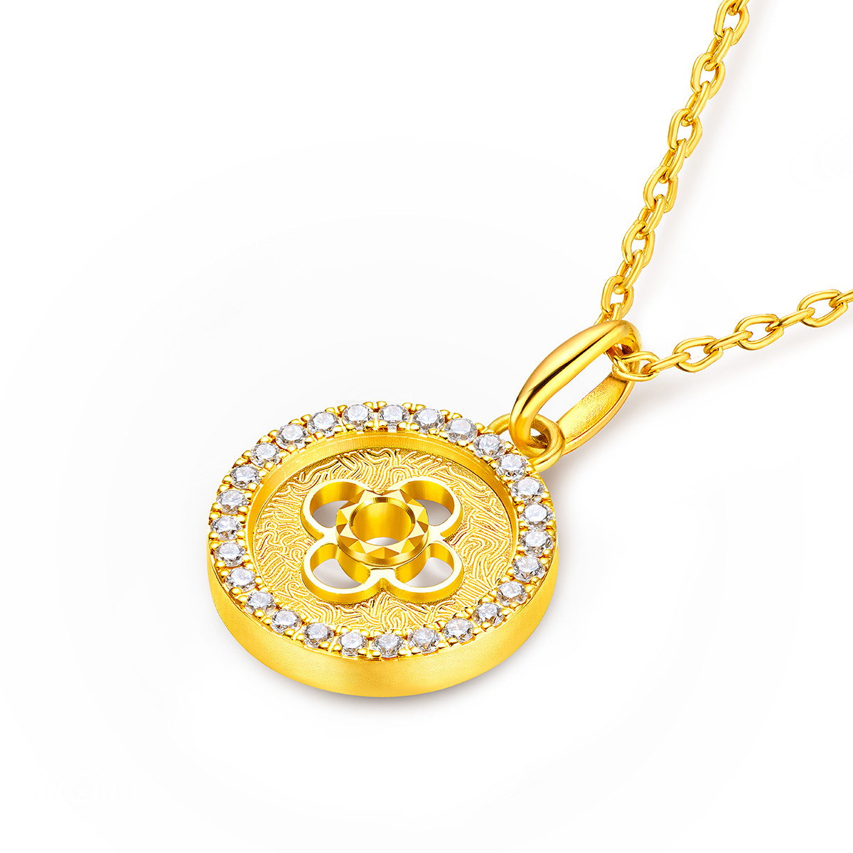 六福珠宝Goldstyle·X黄金吊坠镶钻石女足金挂坠定价GDA1TBP0012