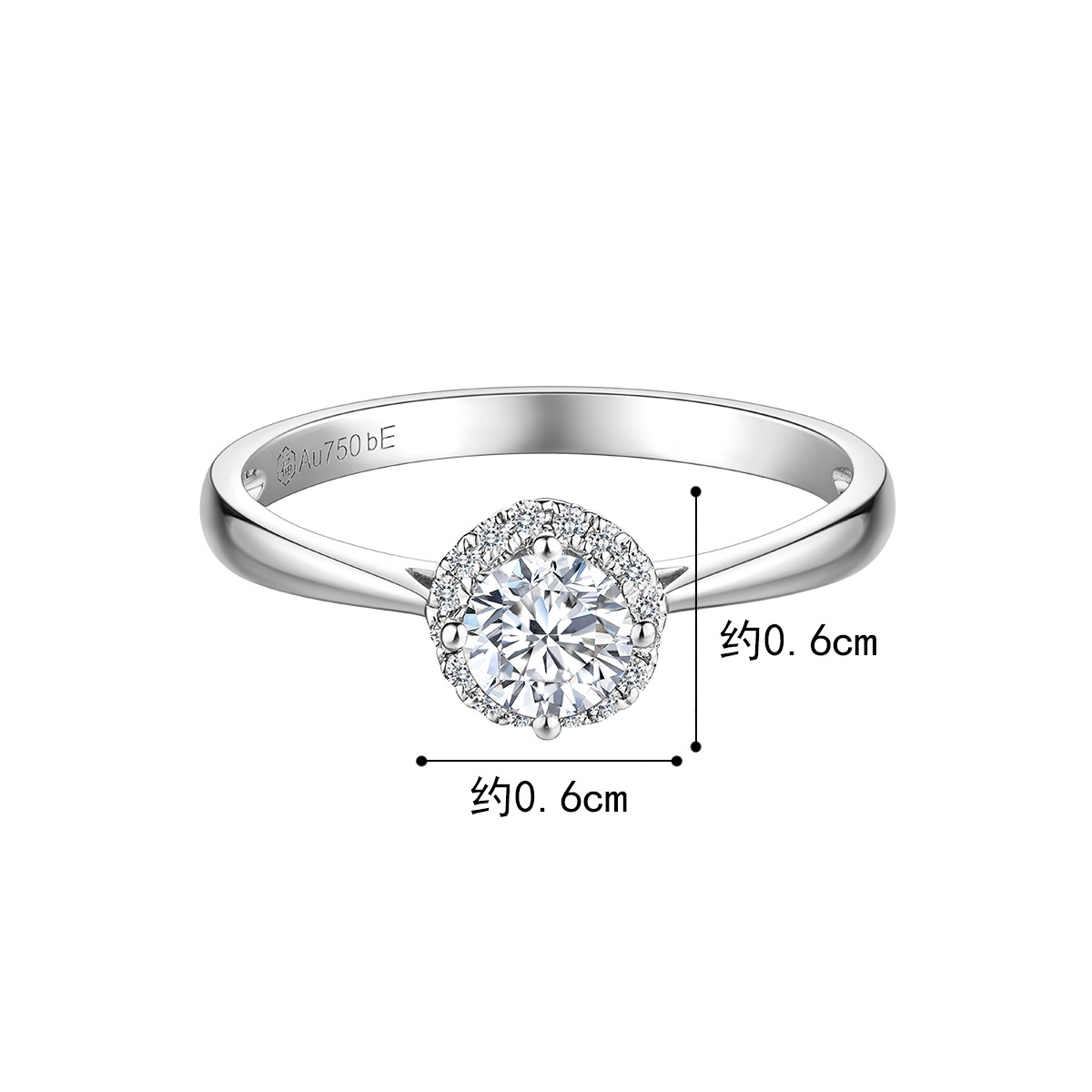 六福珠宝繁花18K金天然钻石戒指结婚求婚钻戒闭口戒定价9099F