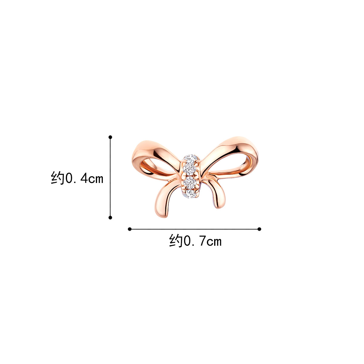 六福珠宝蝴蝶结钻石耳钉18k金耳环单只彩金耳饰送女友定价26735A【联系客服补货】