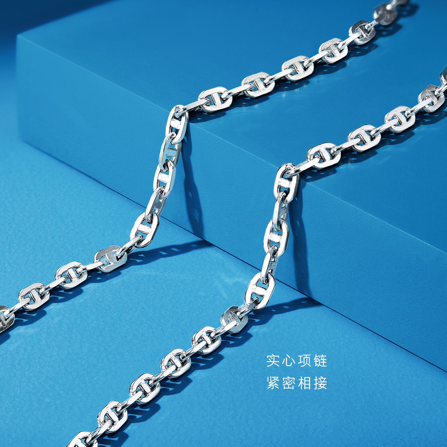 六福珠宝日字链铂金项链铂950男士款白金素链子计价L19TBPN0031【1V1直播看货】