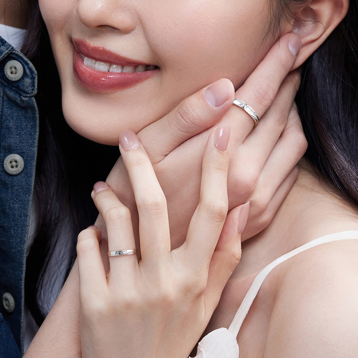 六福珠宝永恒挚爱铂金戒指铂950男女白金情侣对戒计价G07TBPR0018【联系客服补货】