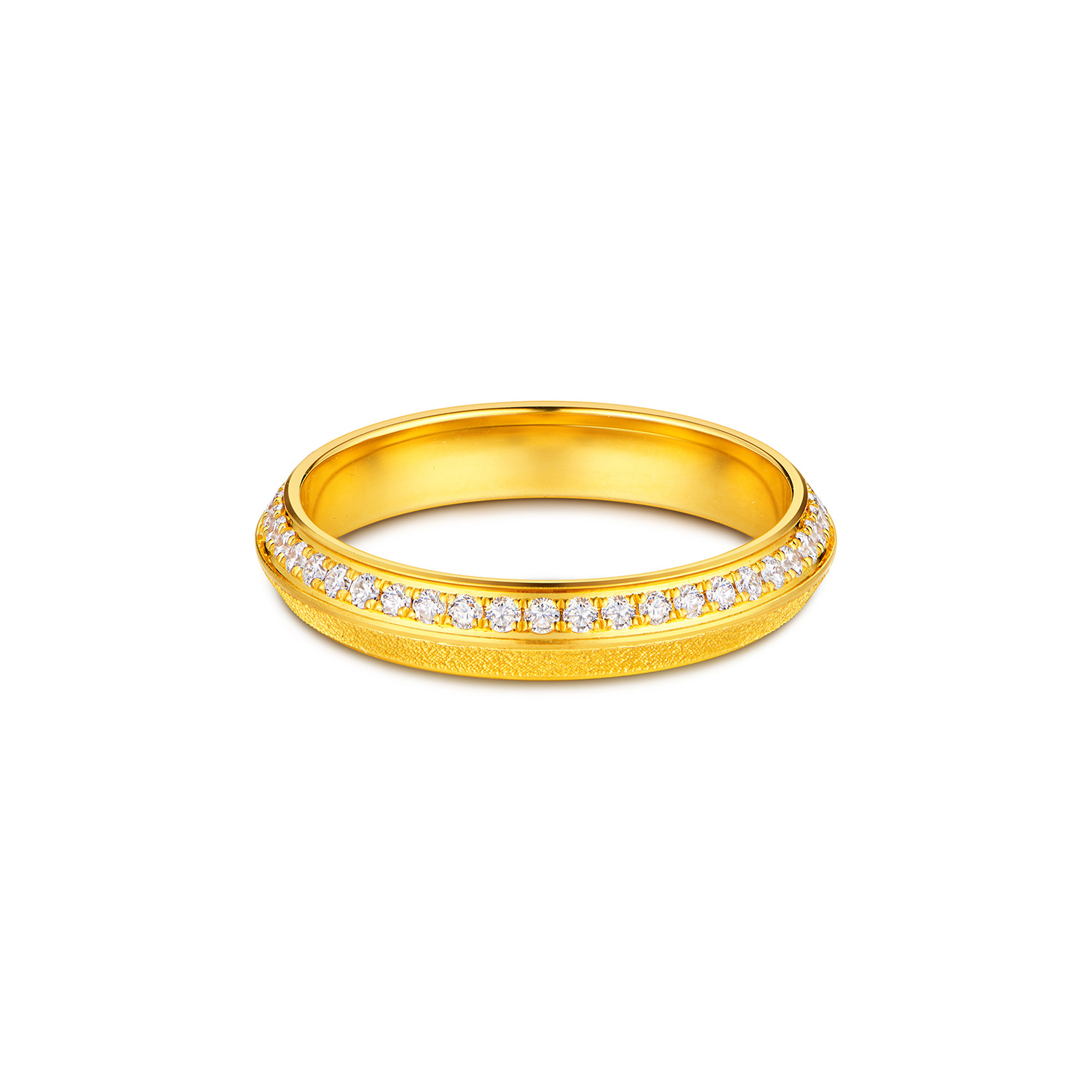 六福珠宝Goldstyle·X永恒金字塔黄金戒指男女款钻石对戒031676MA