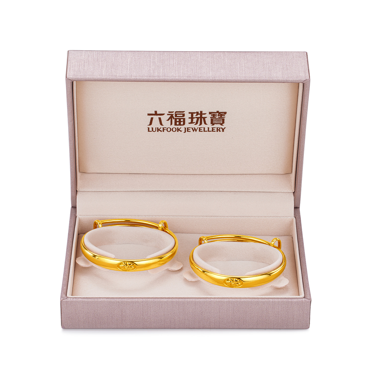 六福珠宝福气满盈黄金手镯宝宝满月礼一对婴儿镯子计价L11G0001DS