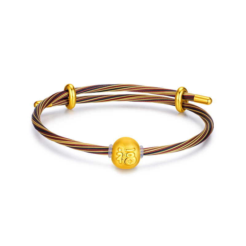 六福珠宝奇趣坚果趣味Max版黄金转运珠鎏彩花生足金手绳032394PA