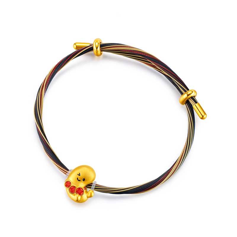 六福珠宝奇趣坚果趣味Max版黄金转运珠鎏彩花生足金手绳032394PA