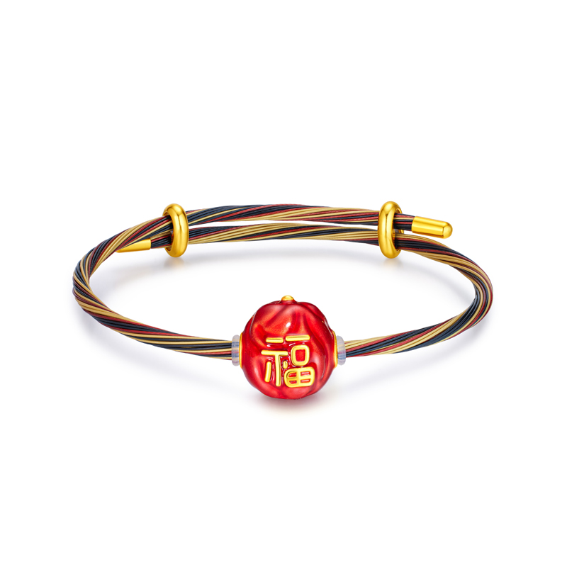 六福珠宝奇趣坚果趣味Max版黄金转运珠鎏彩花生足金手绳032394PA