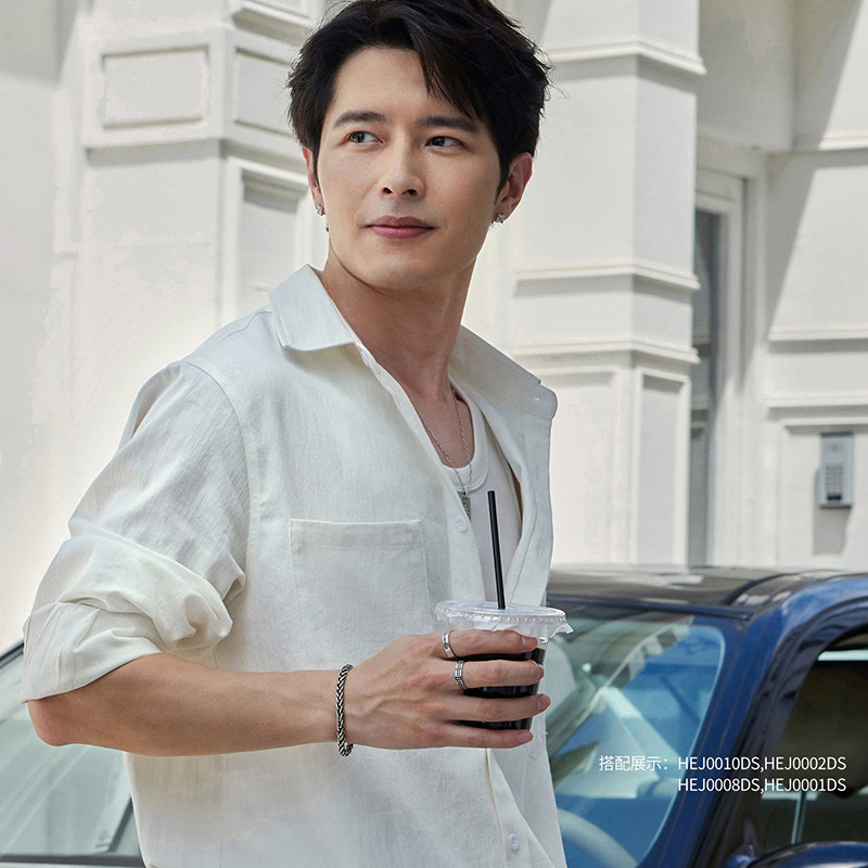 六福珠宝光面铂950铂金手链男士电黑白金手链送礼计价G07TBPB0013【1V1直播看货】