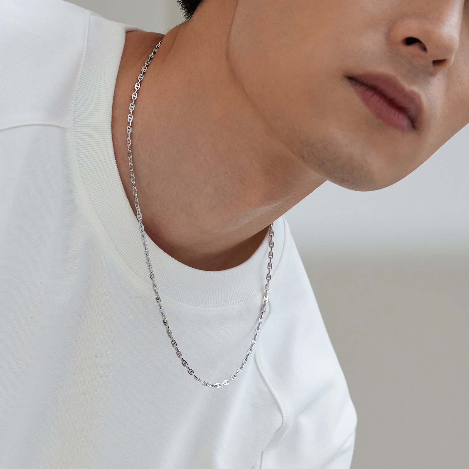 六福珠宝日字链铂金项链铂950男士款白金素链子计价L19TBPN0031【1V1直播看货】