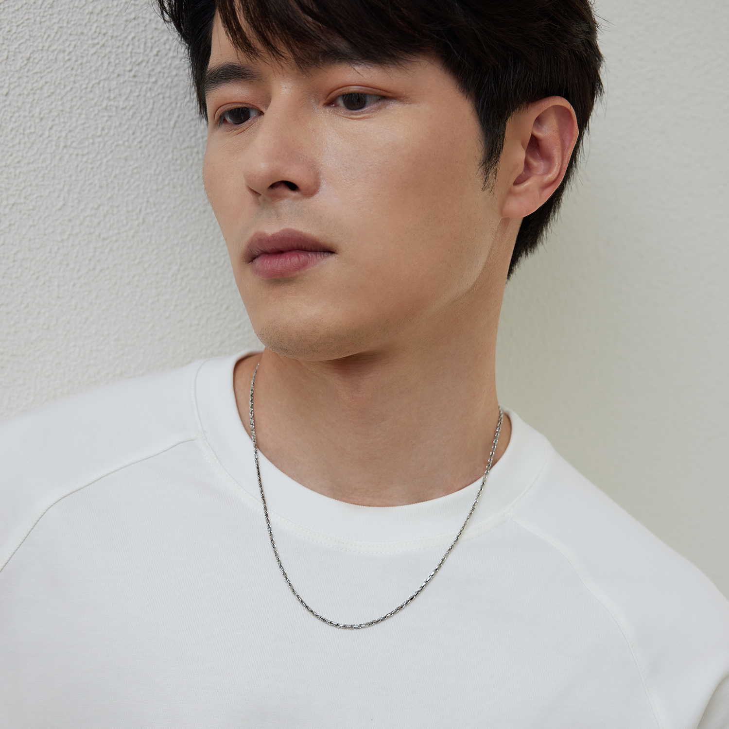 六福珠宝铂金项链铂950男士款简约白金素链细链子计价L19TBPN0029【1V1直播看货】