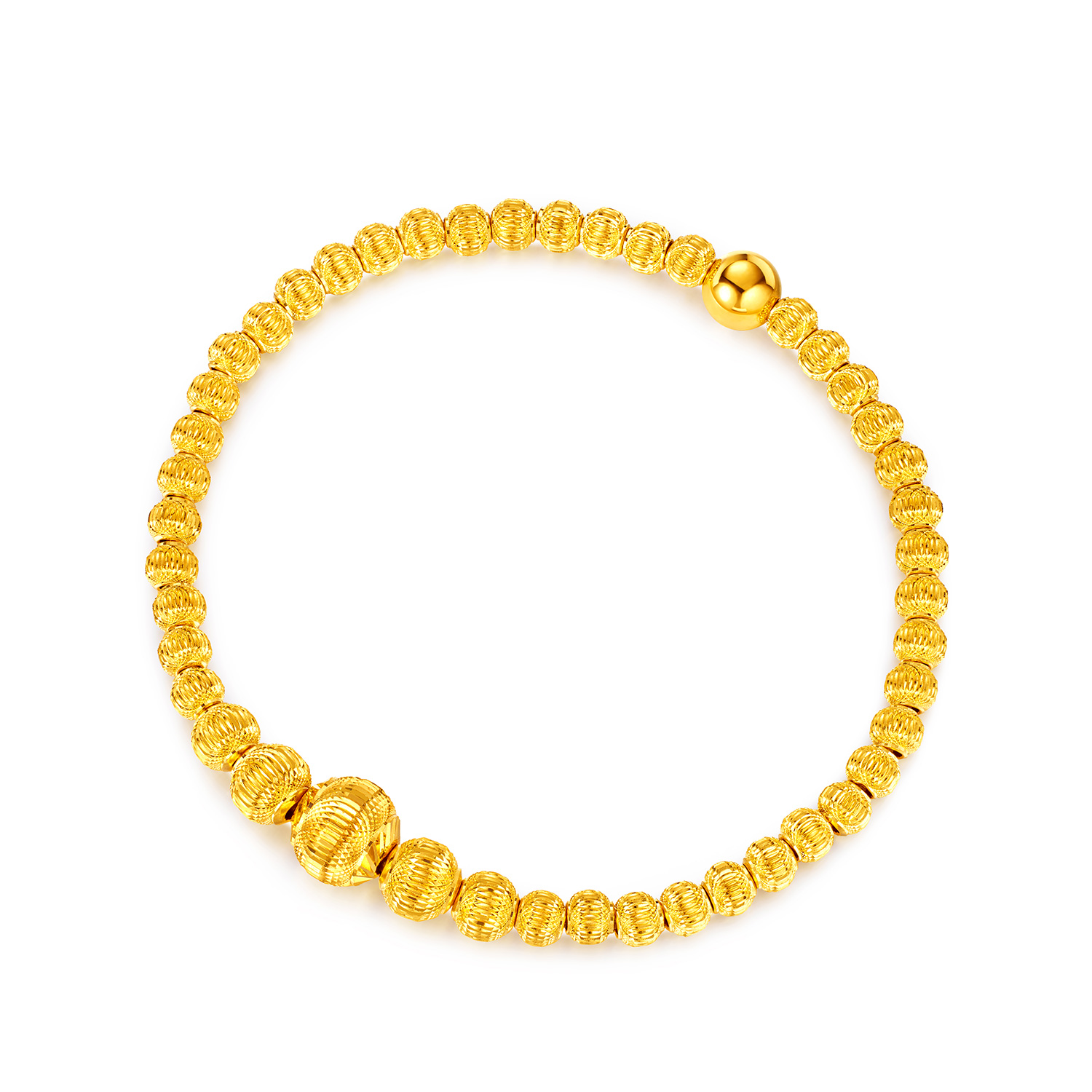 六福珠宝光影金爆闪满天星黄金手链女时尚5G金珠手串计价031273ba