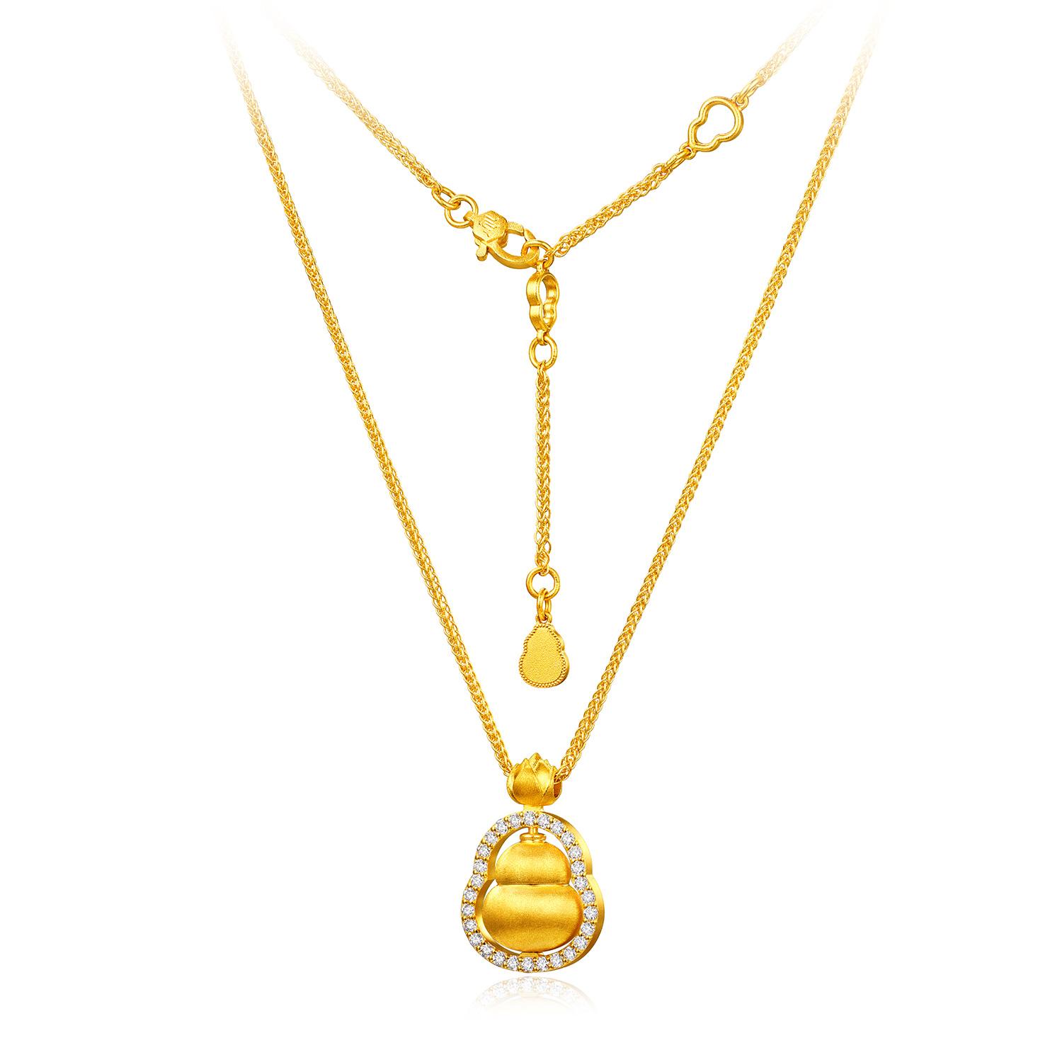 【成毅同款】【成毅同款】六福珠宝宝莲金葫黄金项链吊坠钻石足金葫芦031673NA【联系客服补货】【1V1直播看货】