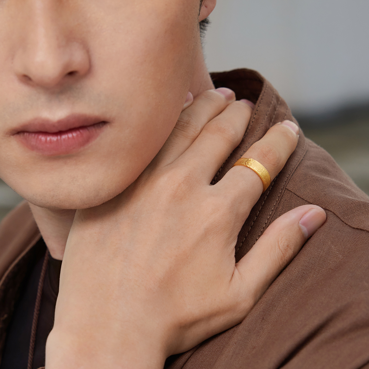 六福珠宝福满传家事事如意纹黄金戒指男女足金实心计价G16G0029DS【1V1直播看货】