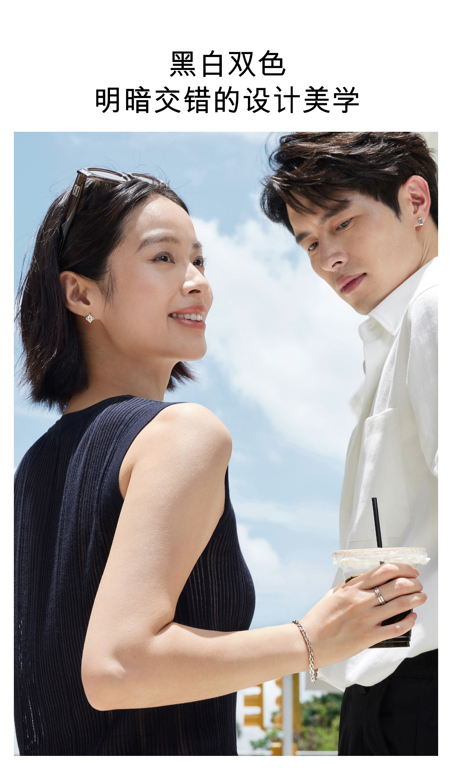 六福珠宝黑钻魔方铂金耳钉铂950男女款手工拉丝白金耳环HEJ0010DS