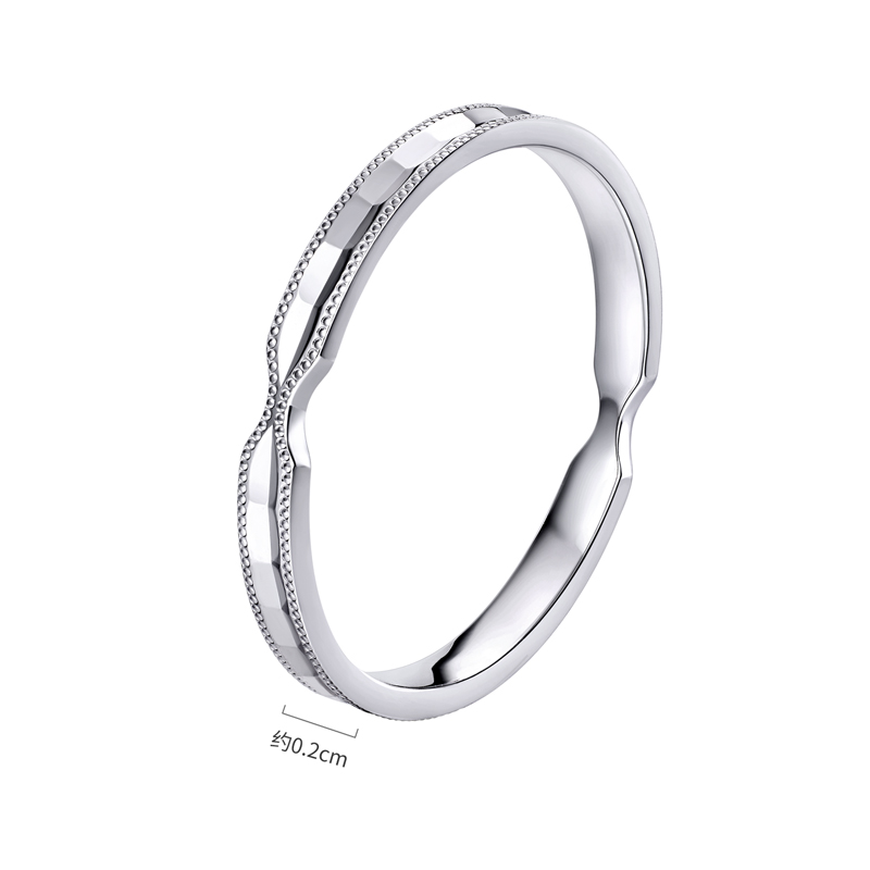 六福珠宝无限境地铂金戒指铂950简约白金实心戒指计价G07P0027DS