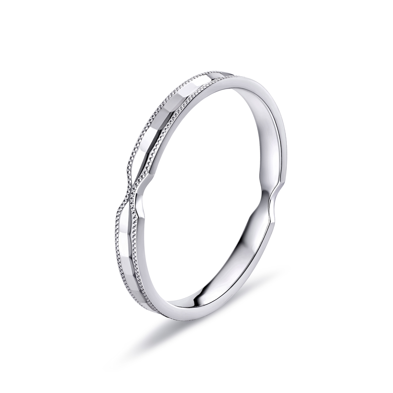 六福珠宝无限境地铂金戒指铂950简约白金实心戒指计价G07P0027DS