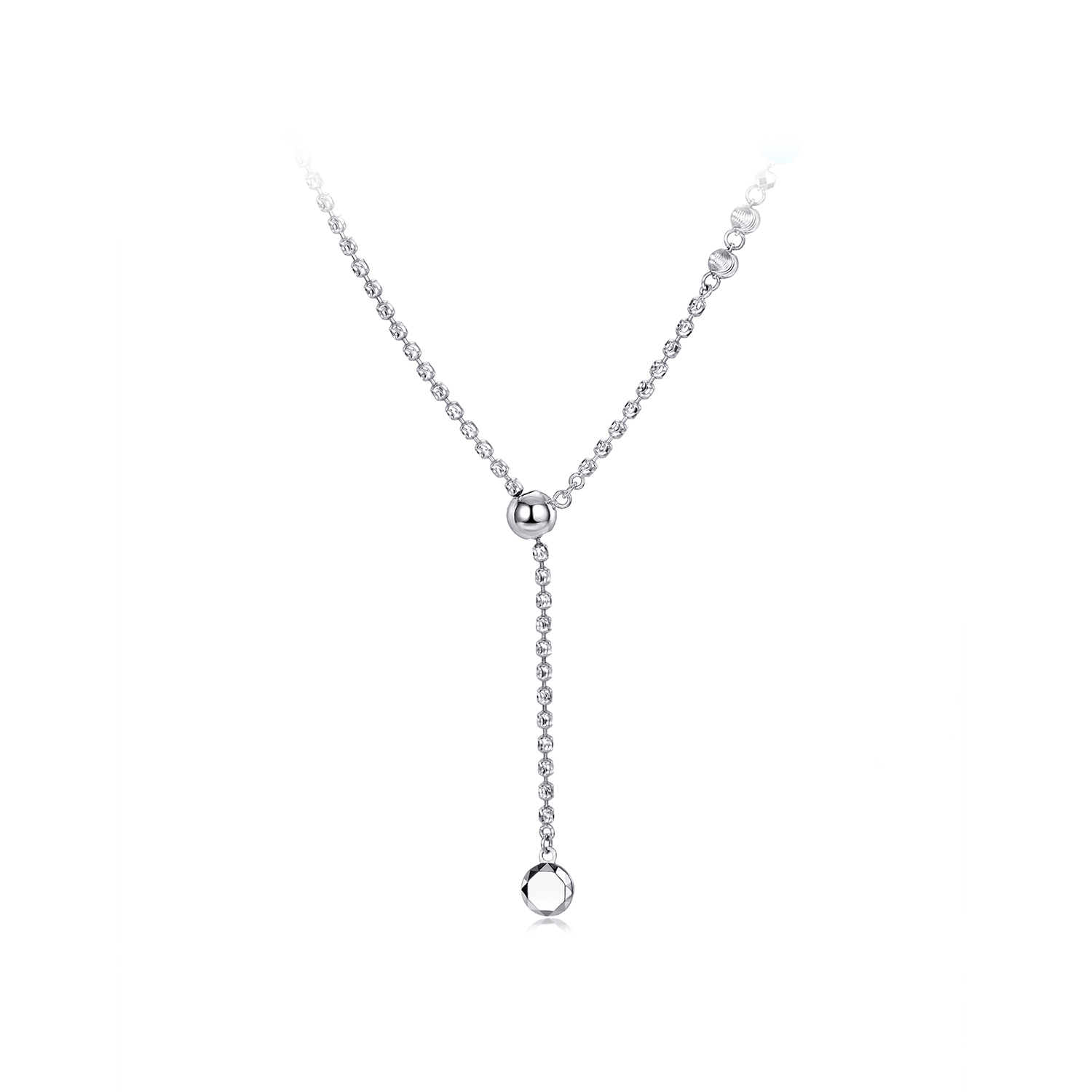 六福珠宝钻光链铂金项链铂950女款绿松石白金Y字链计价G07P0026DS