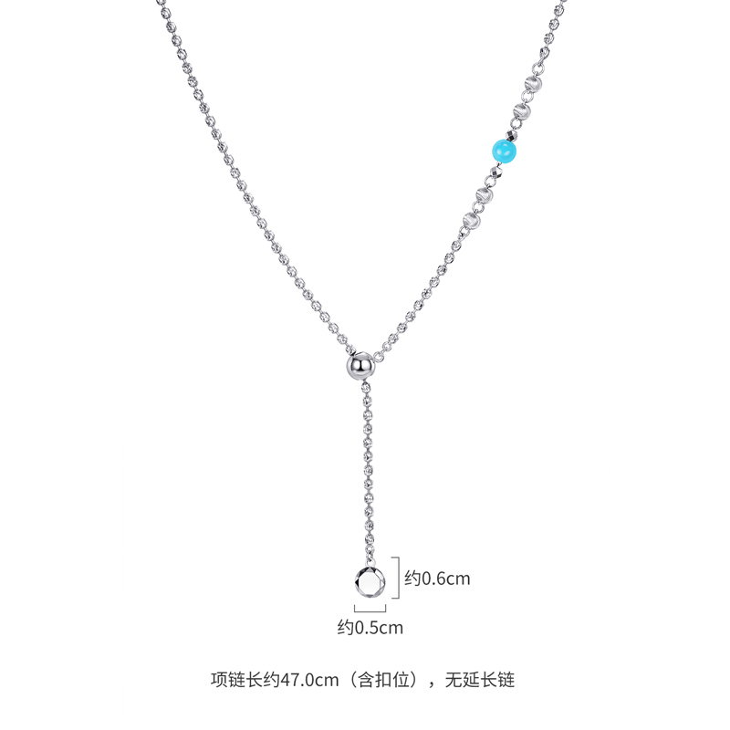 六福珠宝钻光链铂金项链铂950女款绿松石白金Y字链计价G07P0026DS