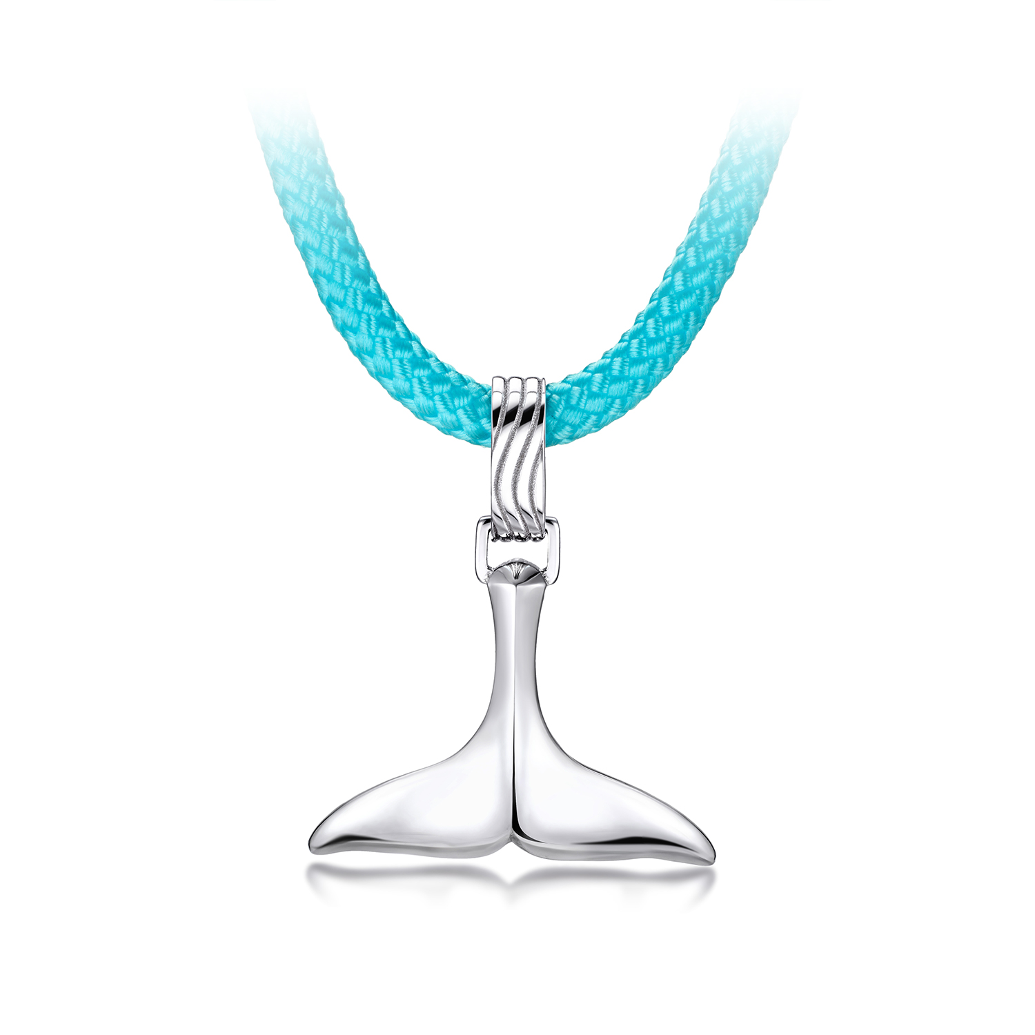 六福珠宝海洋鲸鱼尾铂金吊坠铂950男女款白金挂坠彩绳GJT0020DS