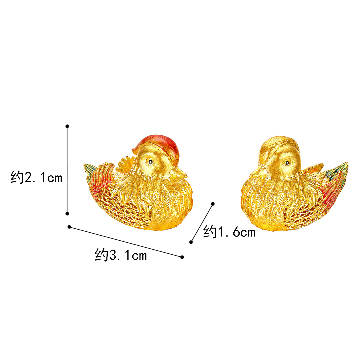 六福珠宝福满传家鸳鸯共枕黄金摆件结婚嫁礼一对计价L07TBGA0001【联系客服补货】【视频看货】