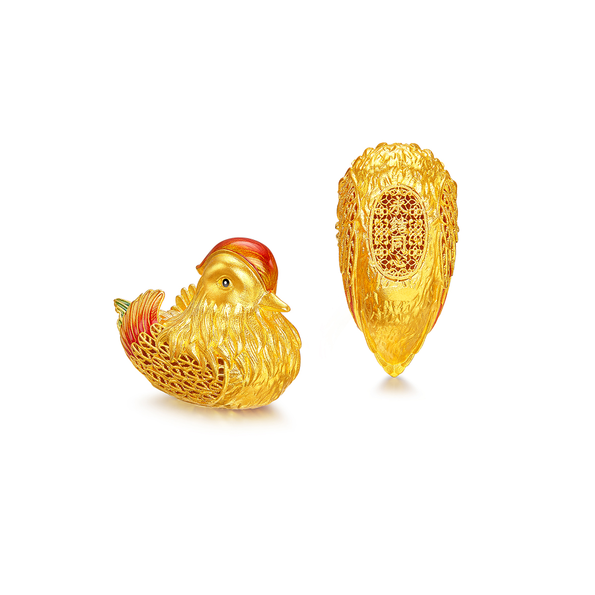 六福珠宝福满传家鸳鸯共枕黄金摆件结婚嫁礼一对计价L07TBGA0001【联系客服补货】【视频看货】