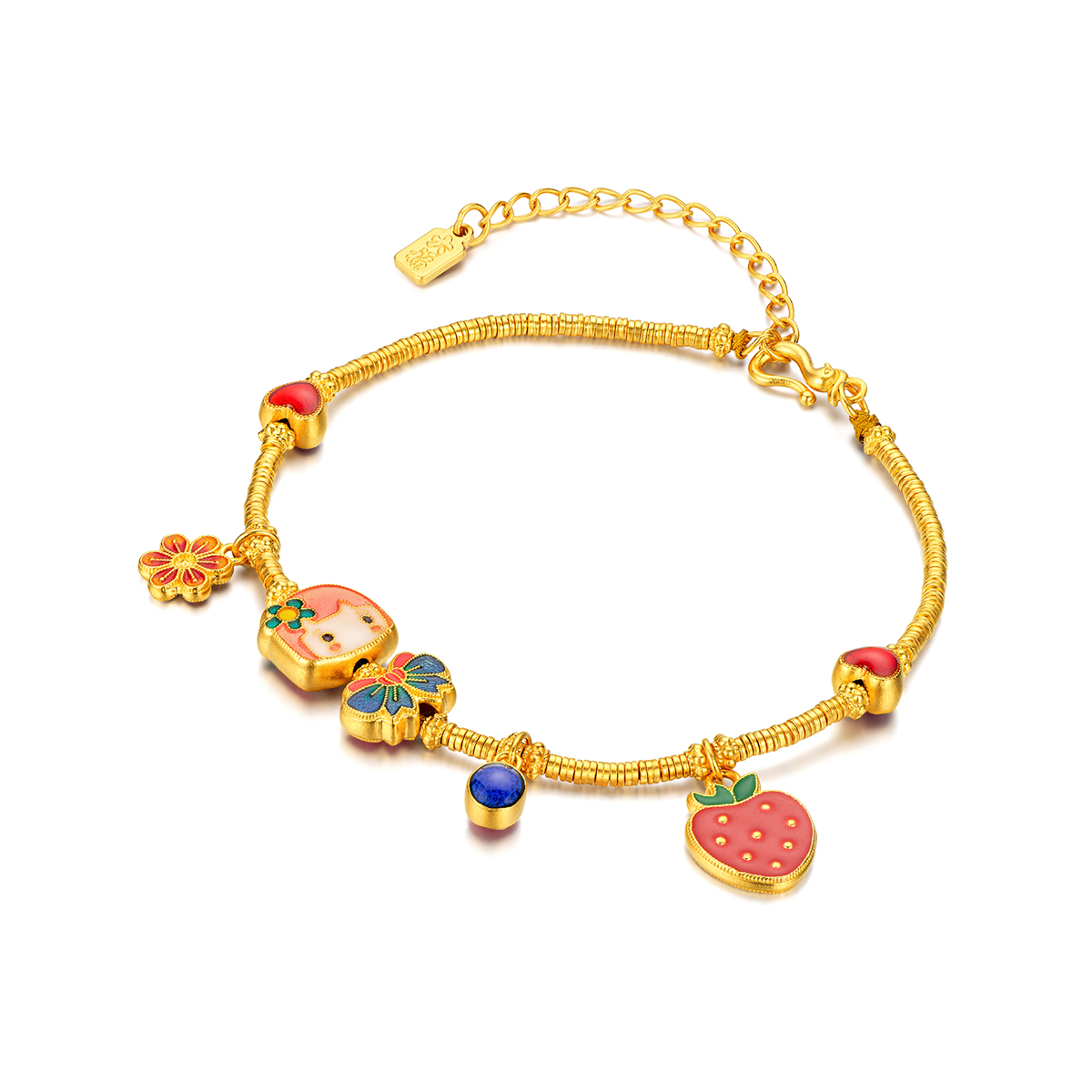 六福珠宝福满传家莓开眼笑黄金手链女碎金子手串计价G21TBGB0030【视频看货】