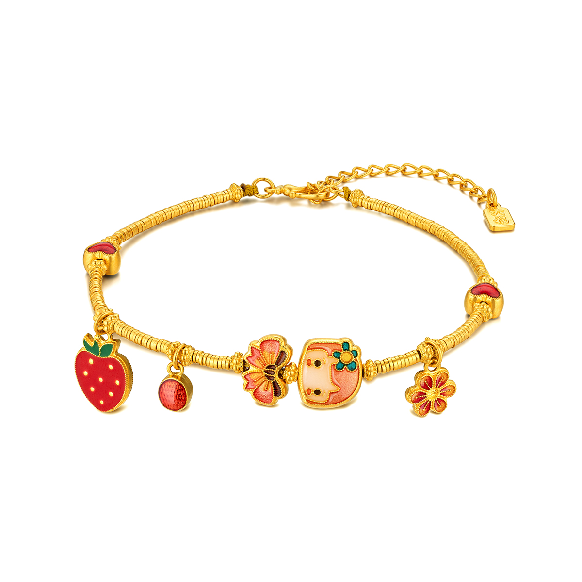 六福珠宝福满传家莓开眼笑黄金手链女碎金子手串计价G21TBGB0030【视频看货】